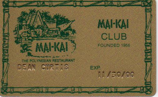 Mai Kai Club Card front