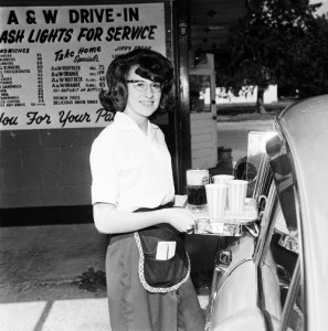 A&W car hop, 1964 - photo by vintagegal on Tumblr