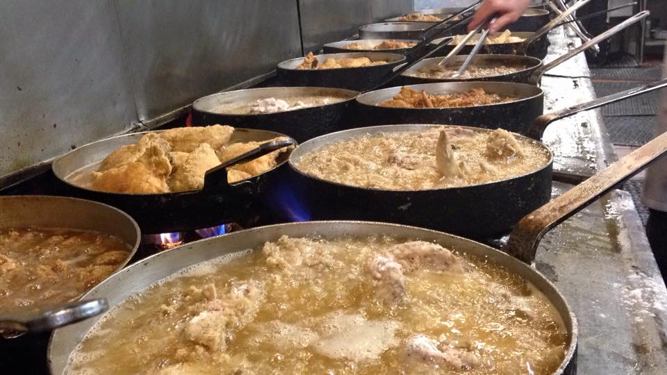 frying the chicken at Stroud's - photo by Stroud's North facebook page