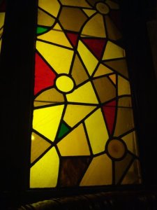 arty stained glass windows at Barone's - photo by The Jab, 2013
