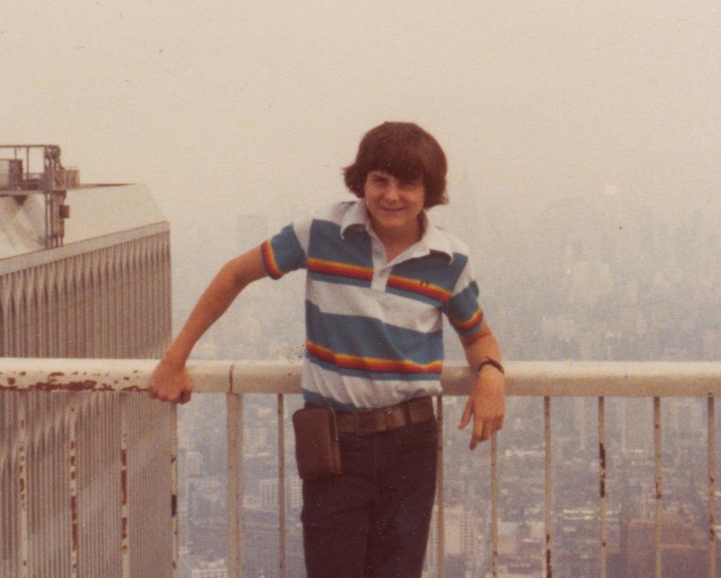 teenage me, a bit nervous on the roof of the World Trade Center, 1975 or 1976