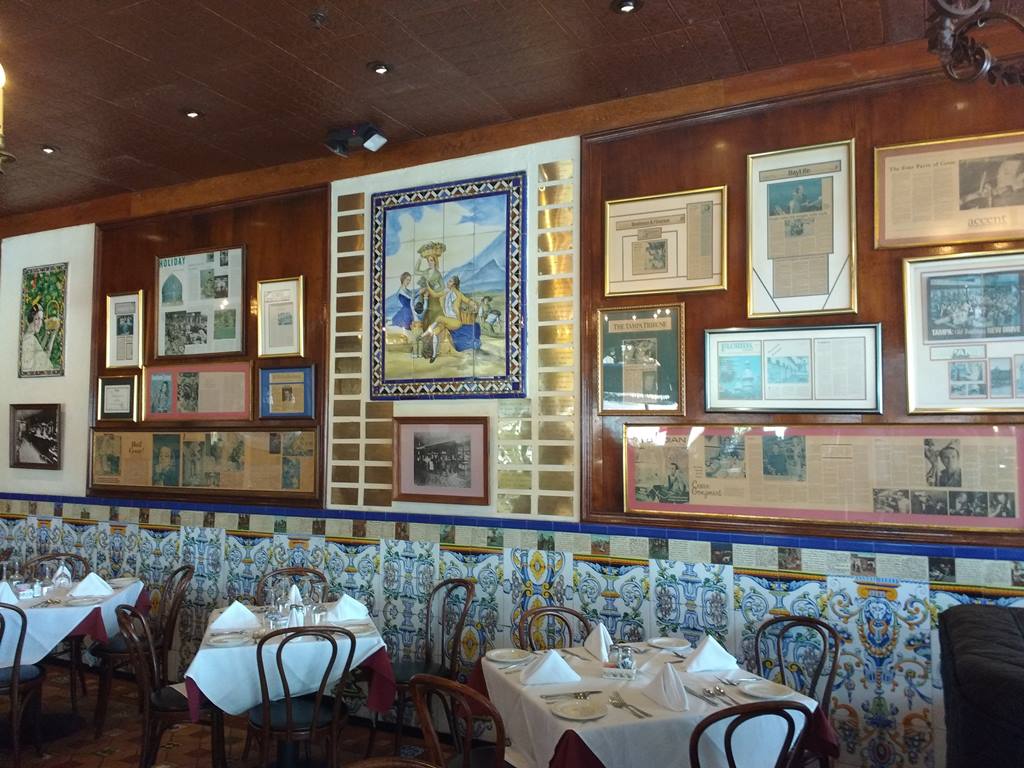 some of the press on Columbia restaurant is displayed in the original cafe dining room - photo by Dean Curtis, 2016