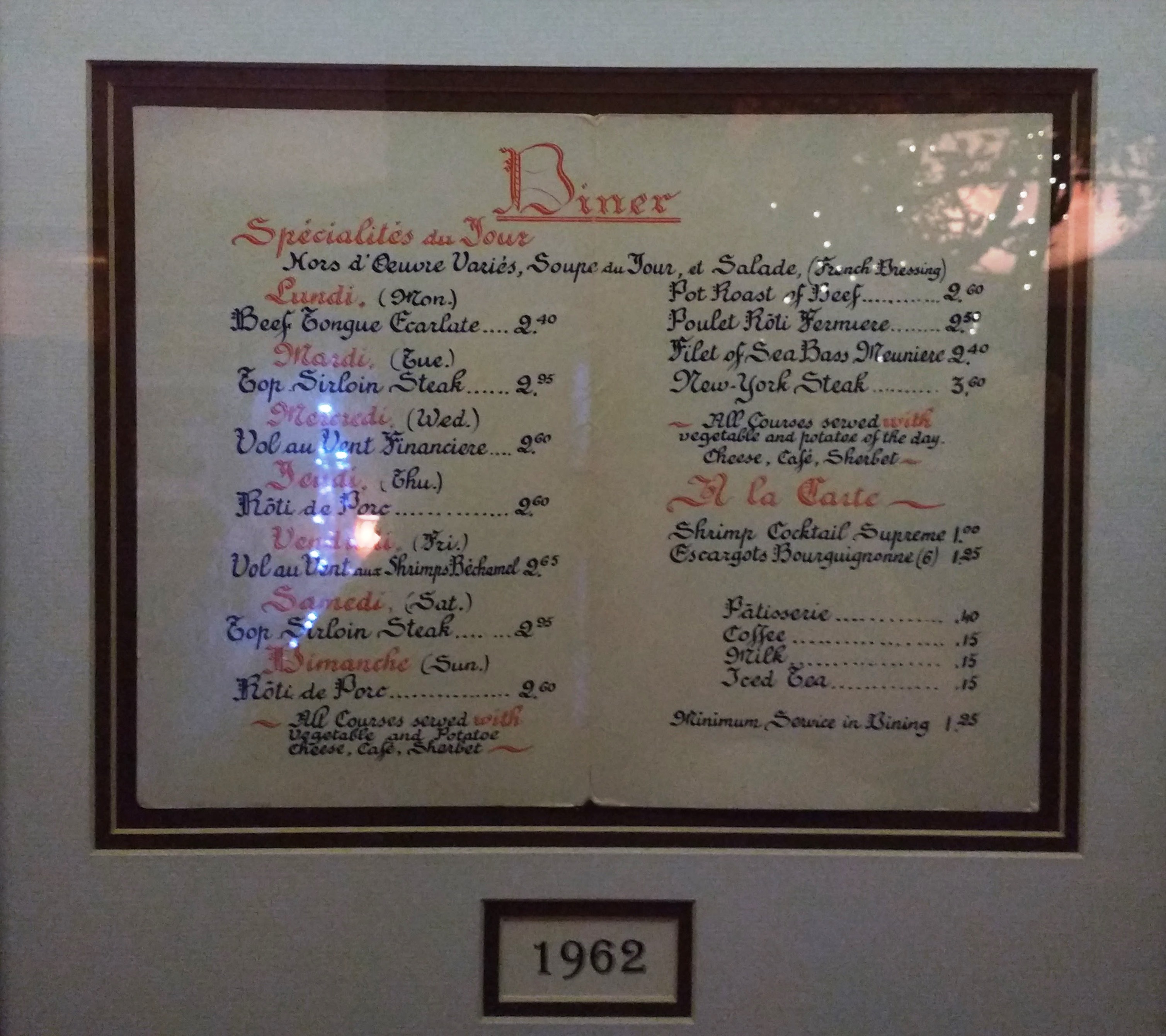 1962 menu - photo by Dean Curtis, 2016